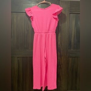 Bright Pink Girls Jumpsuit
